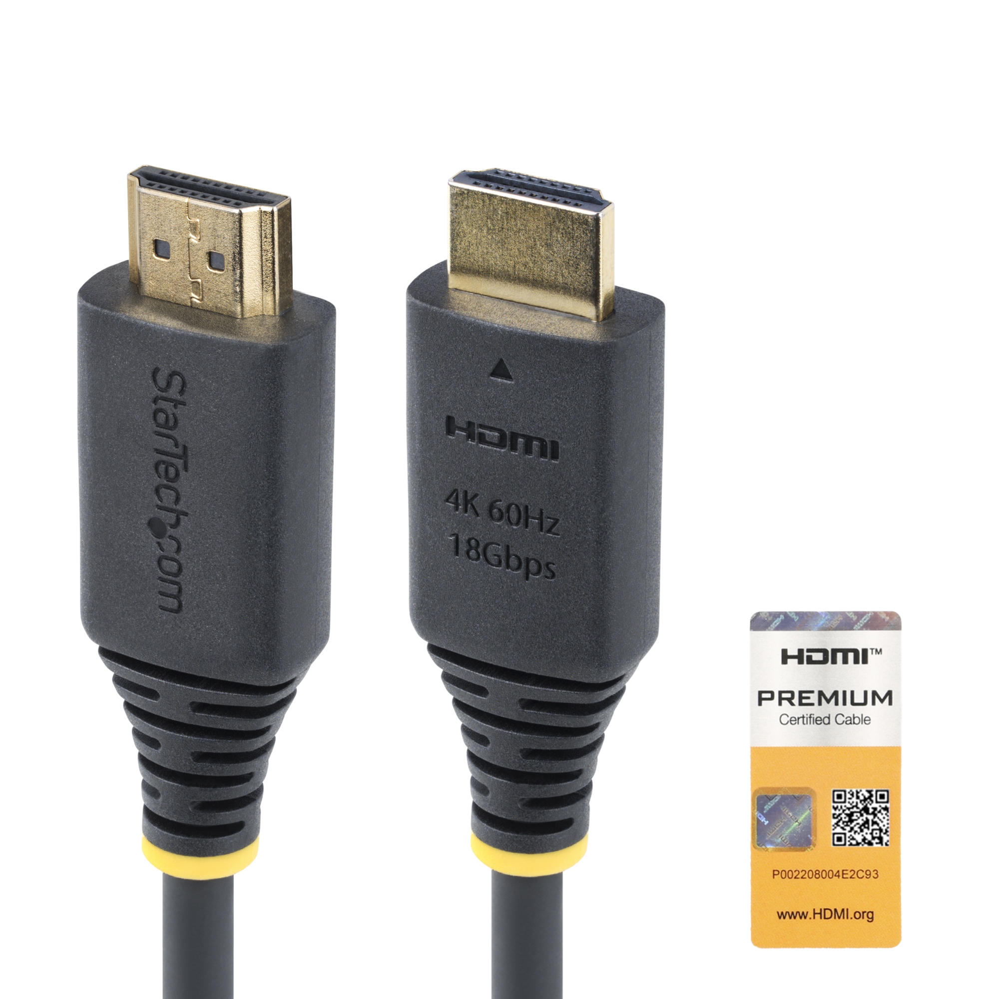 Cable HDMI Certificado Premium de Alta Velocidad de 50cm - 4K 60Hz - 144Hz - UHD - HDR10/HDCP 2.2/ARC - 18Gbps - Cable HDMI 2.0 para Monitor o TV - Recubrimiento TPE