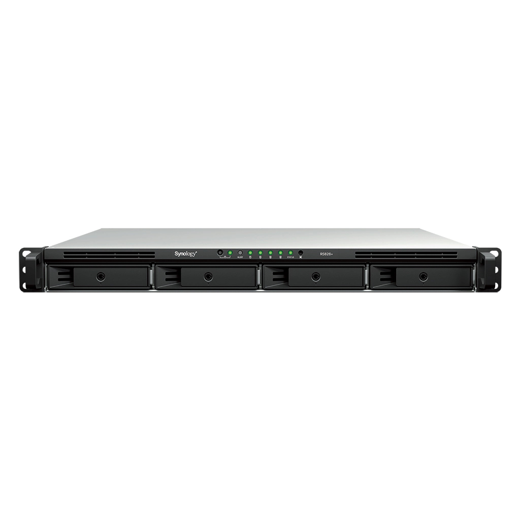 RackStation RS826+ servidor de almacenamiento NAS Bastidor (1U) AMD Ryzen V1500B 4 GB DDR4 0 TB DiskStation Manager Negro, Gris