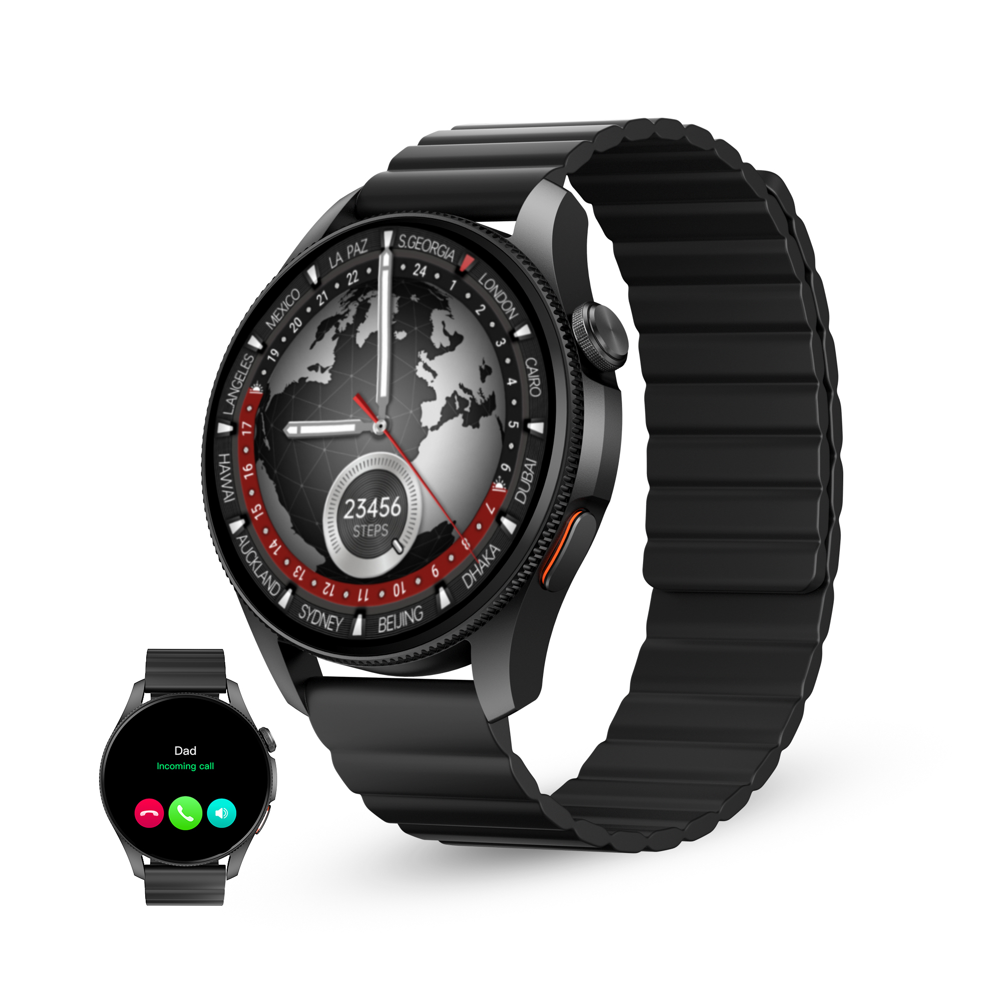 Smartwatch Horizon, GPS, Pantalla AMOLED 1.43", Autonomía 10 días, Brújula digital, 3 ATM, Modo deporte y salud, Negro