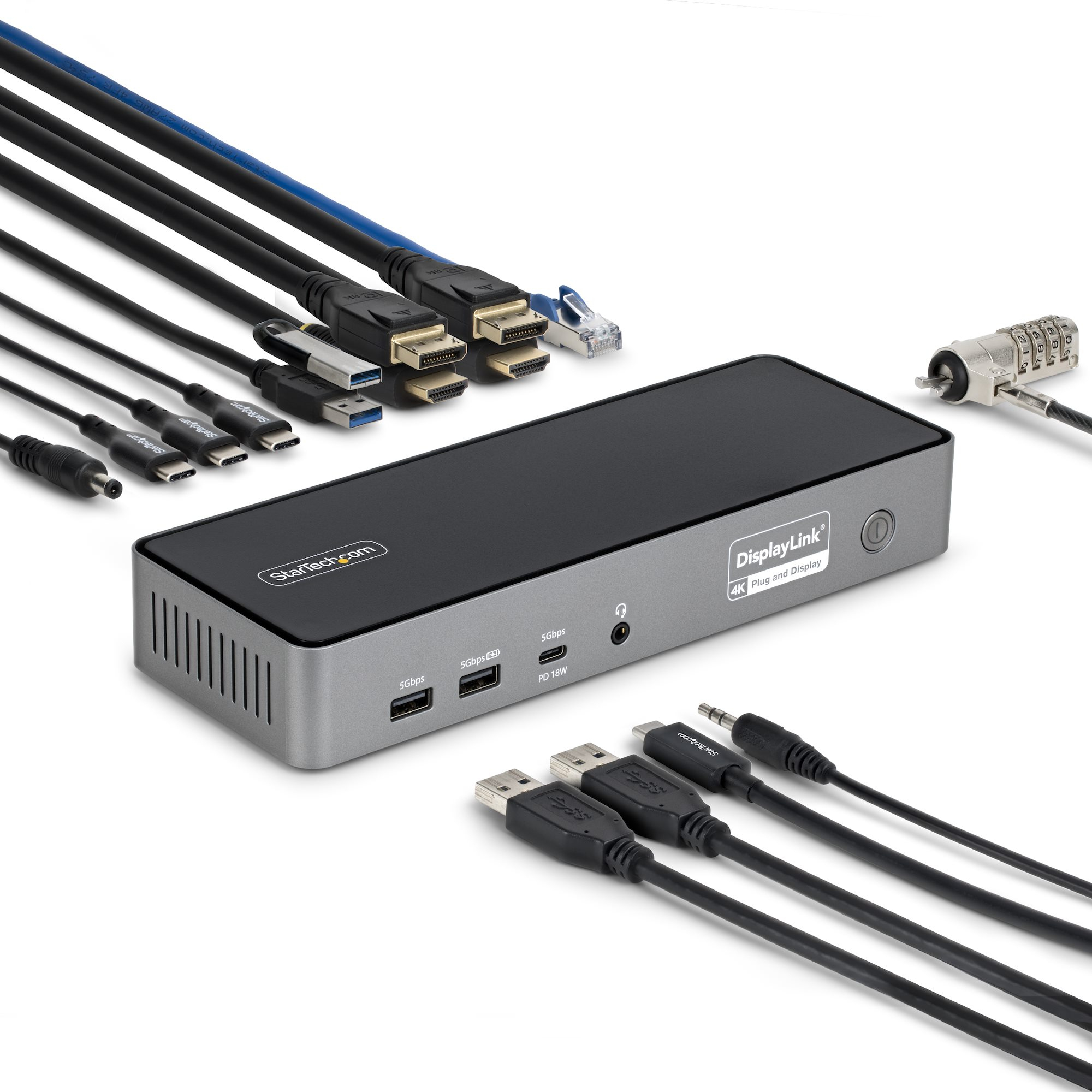 Docking Station Universal USB-C de 3 Pantallas - Docking Station USB Tipo C HDMI DP - PD 140W para Carga de MacBook Pro y Windows - Dock HDMI o DisplayPort 4K 60Hz - TAA