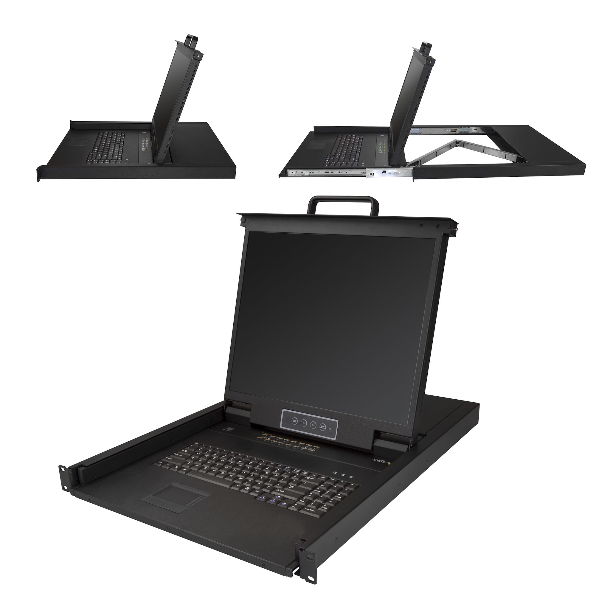 Consola KVM de 16 puertos para Montaje en Rack - Teclado QWERTY - con Cables de 1,8m - Conmutador KVM con Monitor LCD de 19" - Switch KVM LCD 1U OSD MTBF 50000 - USB + VGA