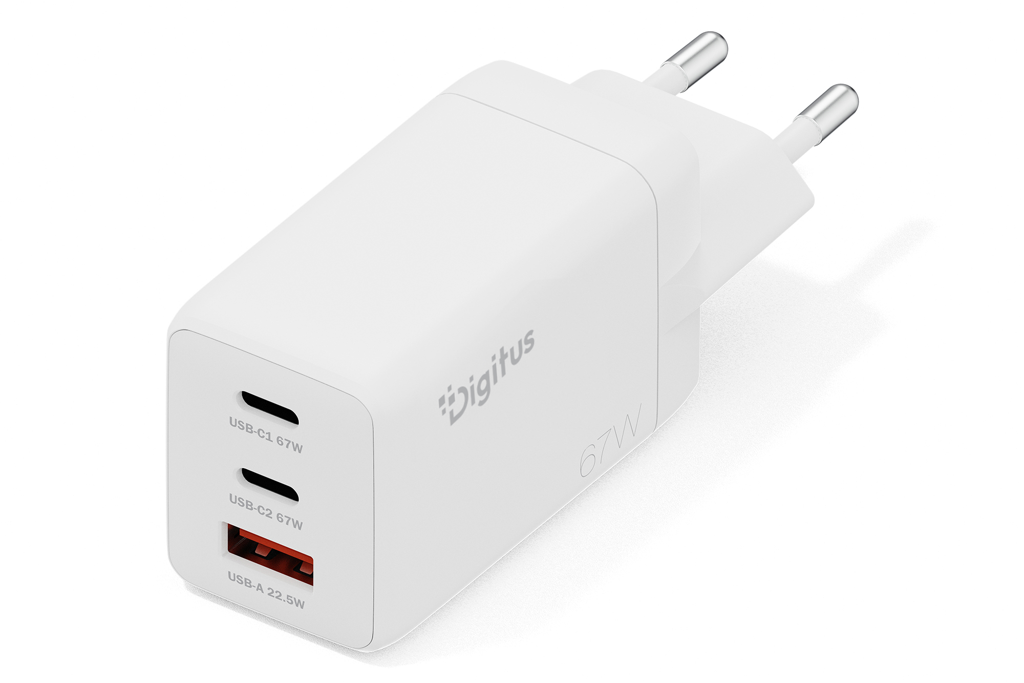 Cargador USB GaN de 67 W, 2 puertos USB-C y 1 puerto USB-A