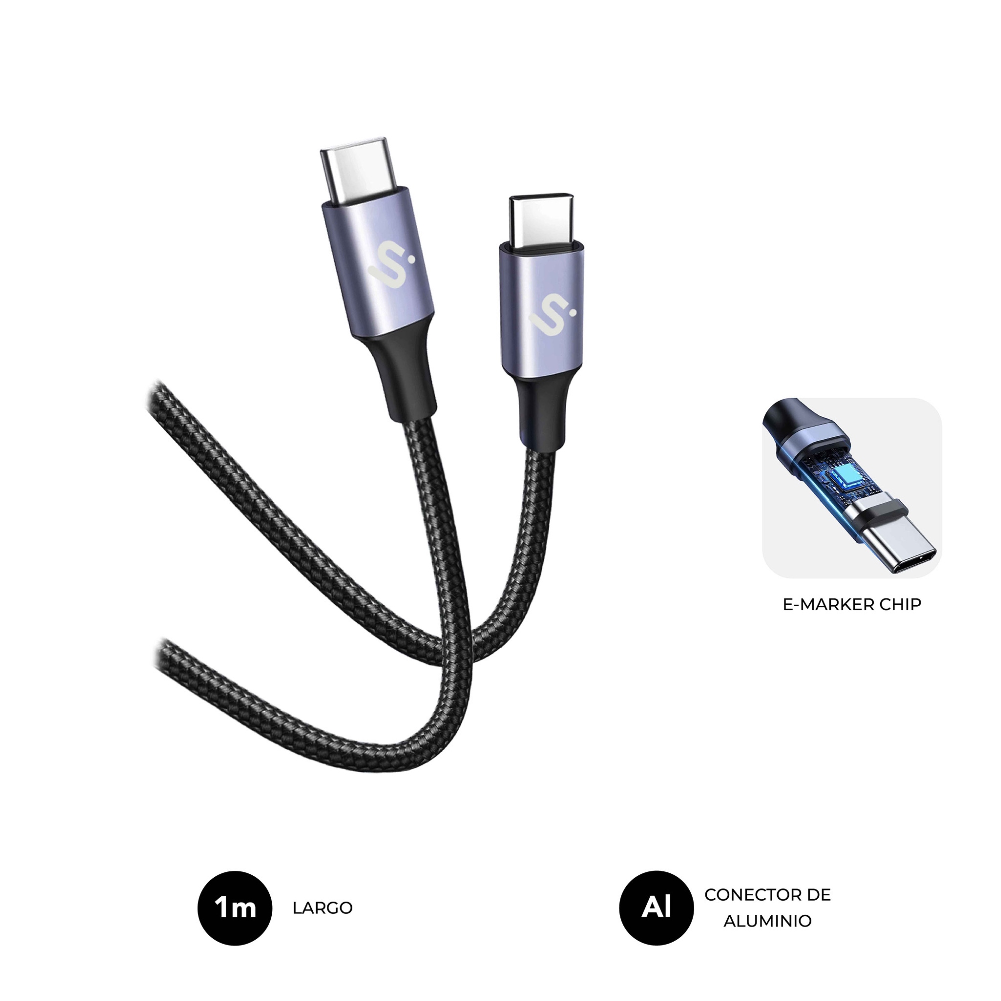 CABLE PLUS 100W C-C 1m BLACK