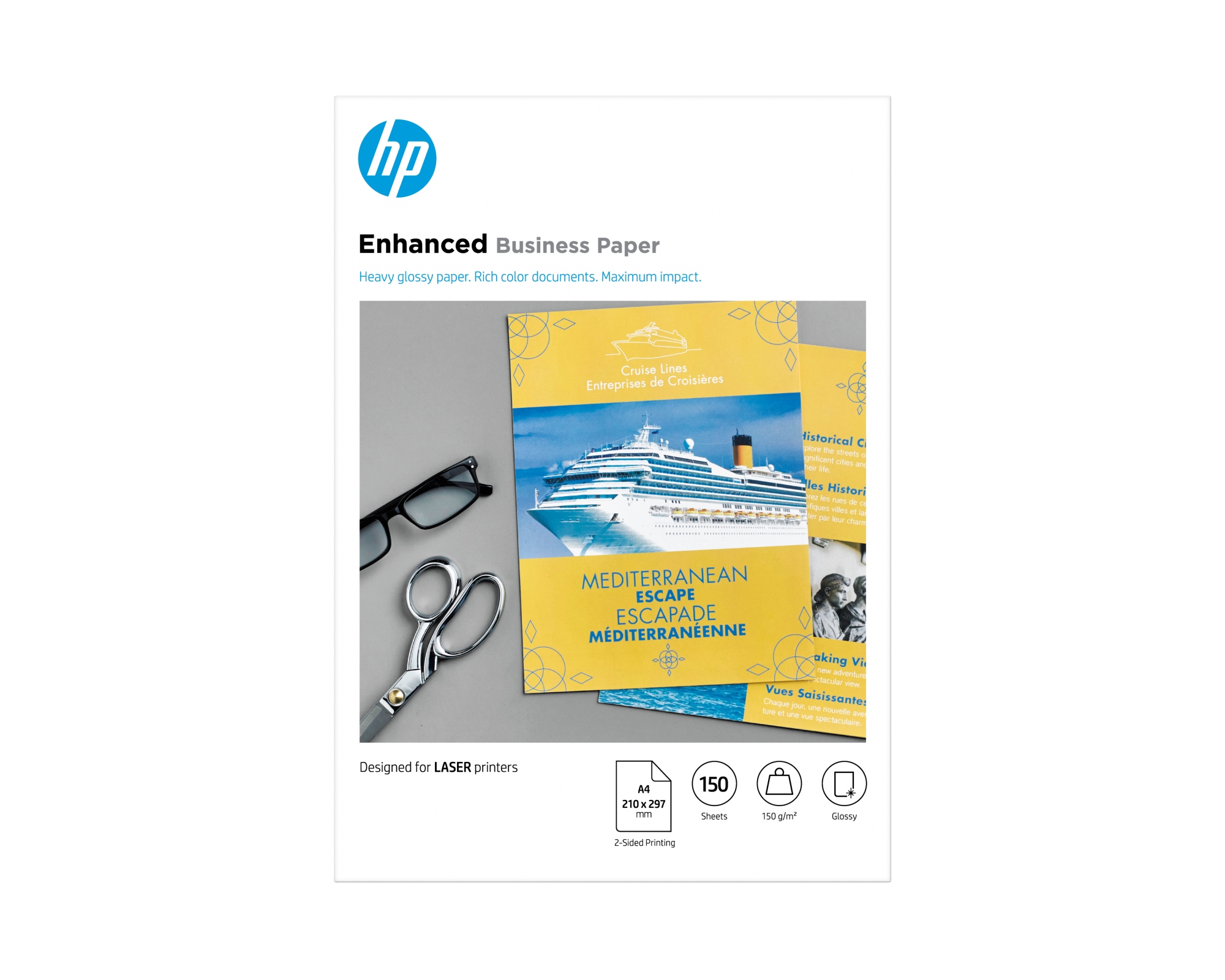 Papel empresarial y profesional mejorado brillante de 150 g/m2 A4 (210 x 297 mm): 150 hojas
