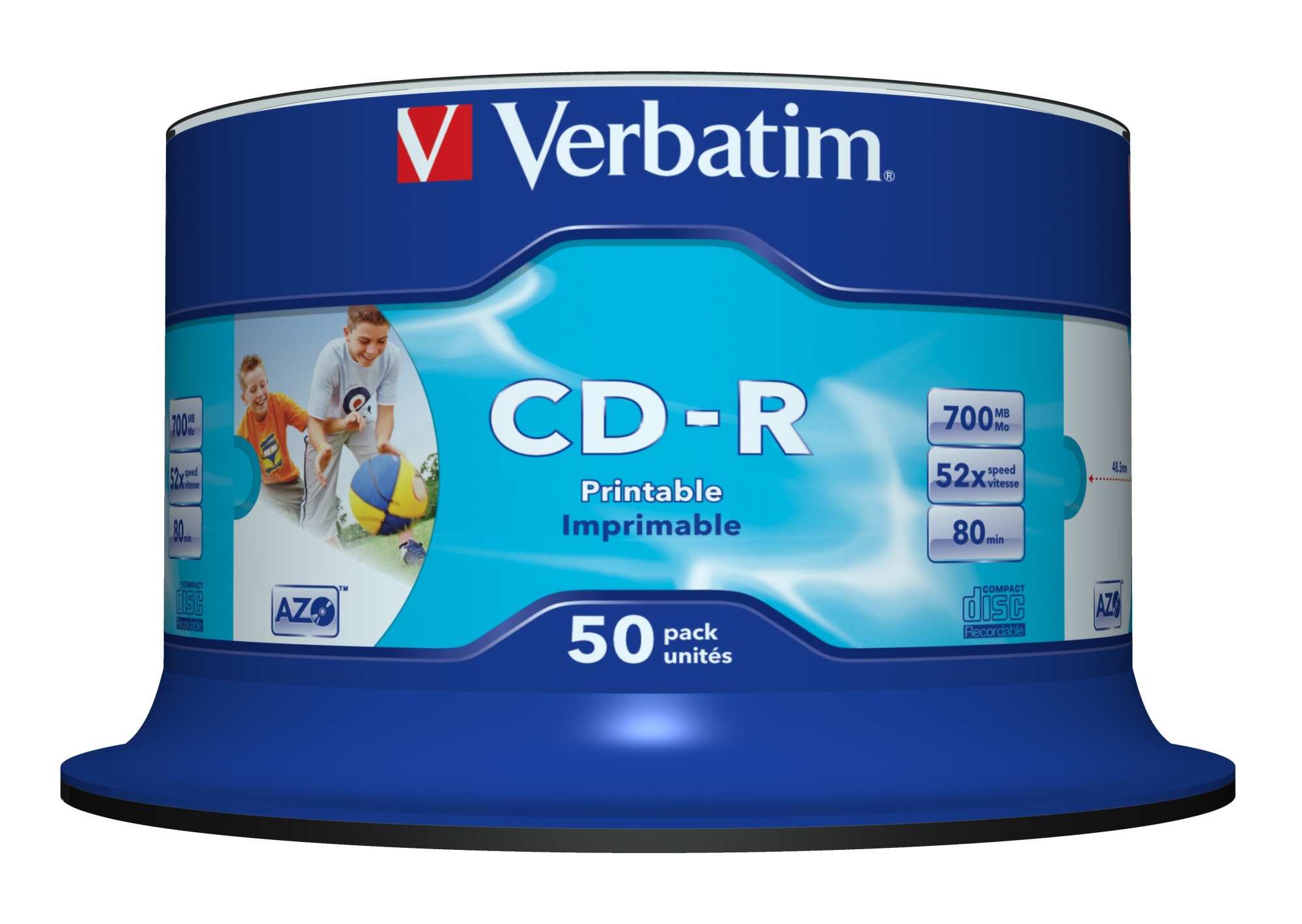 CD-R AZO Wide Inkjet Printable no ID 700 MB 52x 50 pieza(s)