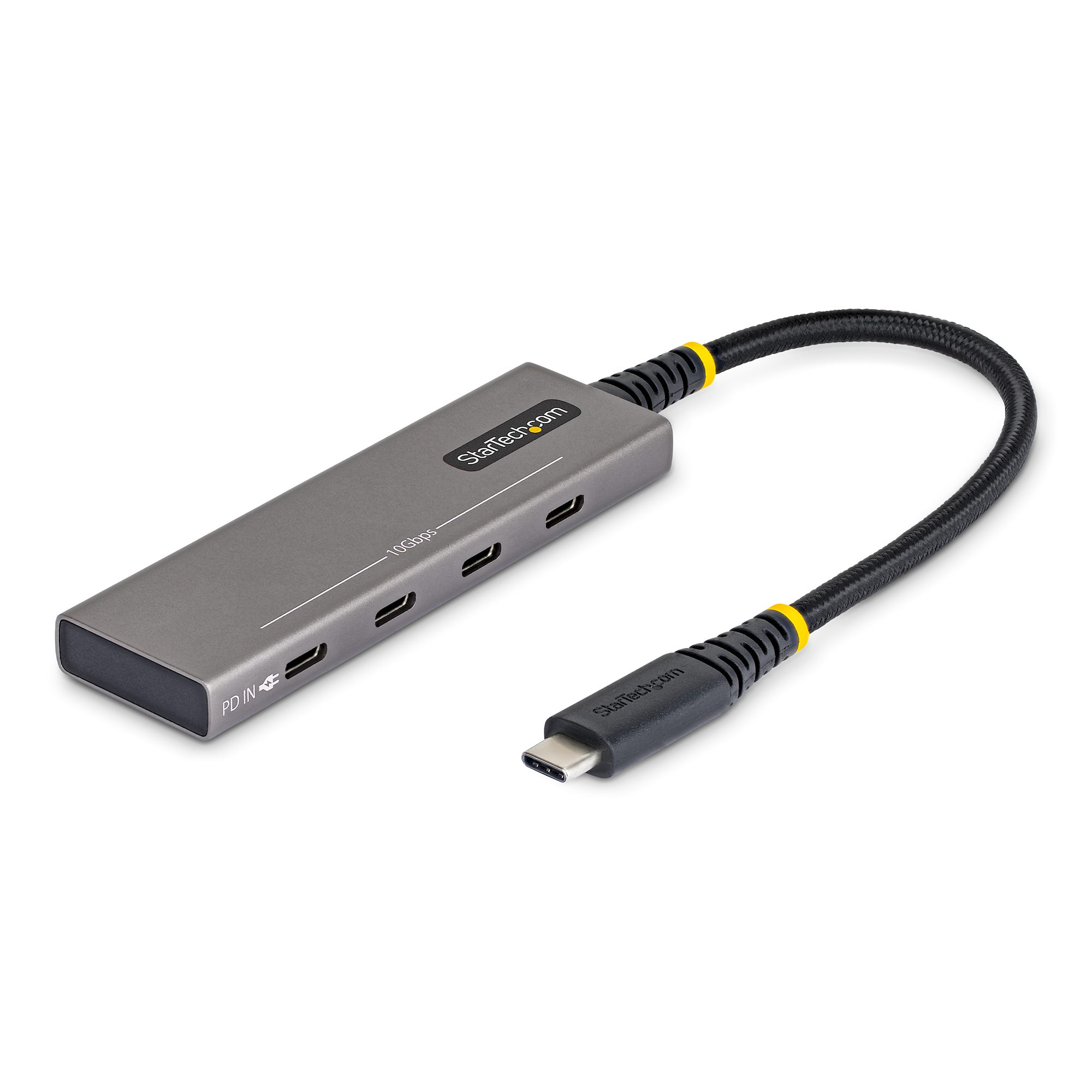 Hub USB-C de 4 Puertos - Ladrón Tipo C de 4 Puertos - PD de Carga de 100W - 10Gbps - 4x Puertos Tipo C - Aluminio Reciclado- Protección Contra Sobrecorriente - Para MacBook / Dell / iPad