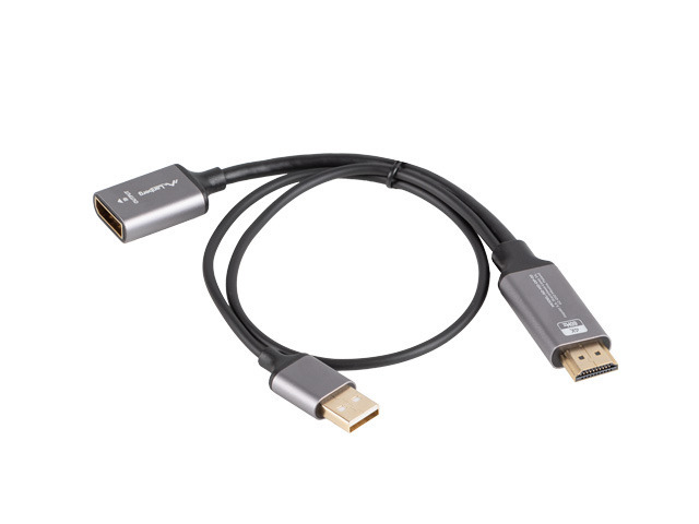 AD-HD-DP-02 adaptador de cable de vídeo 0,2 m HDMI tipo A (Estándar) DisplayPort Plata