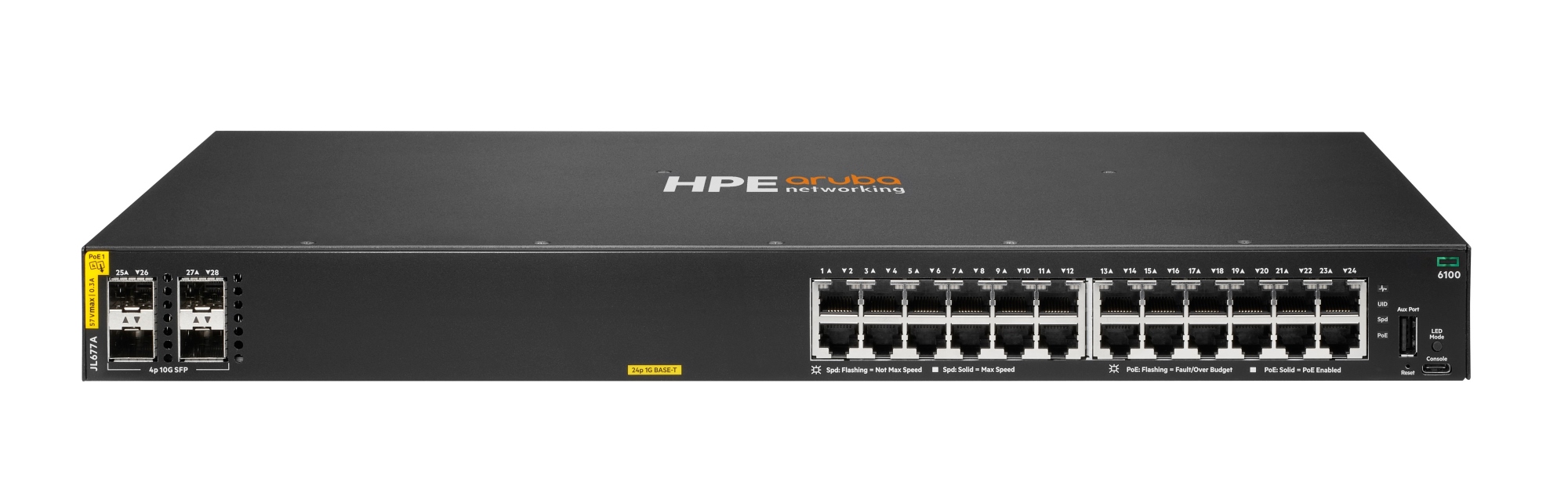 Aruba Networking CX 6100 24G Class4 PoE 4SFP+ 370W Switch