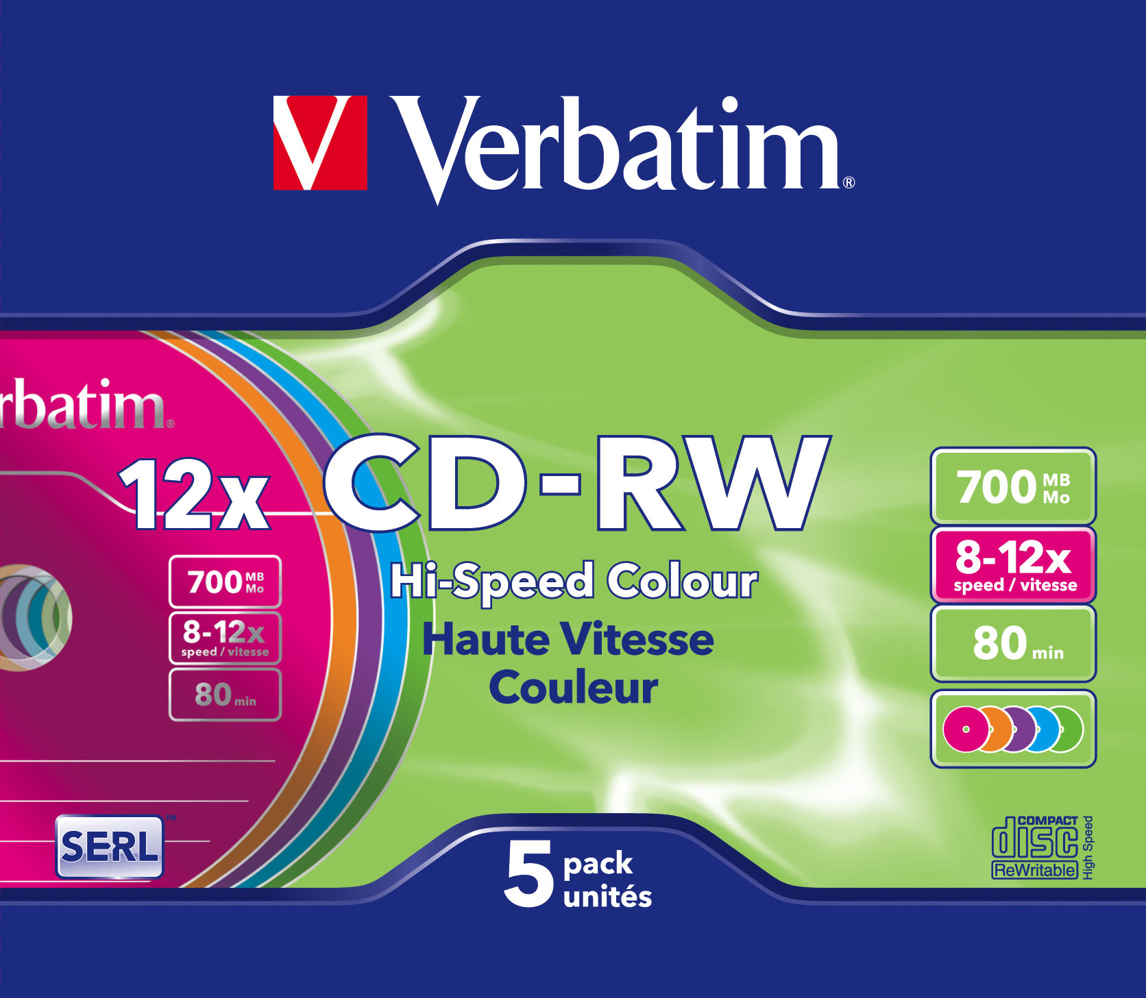 CD-RW Colour 12x 700 MB 5 pieza(s)