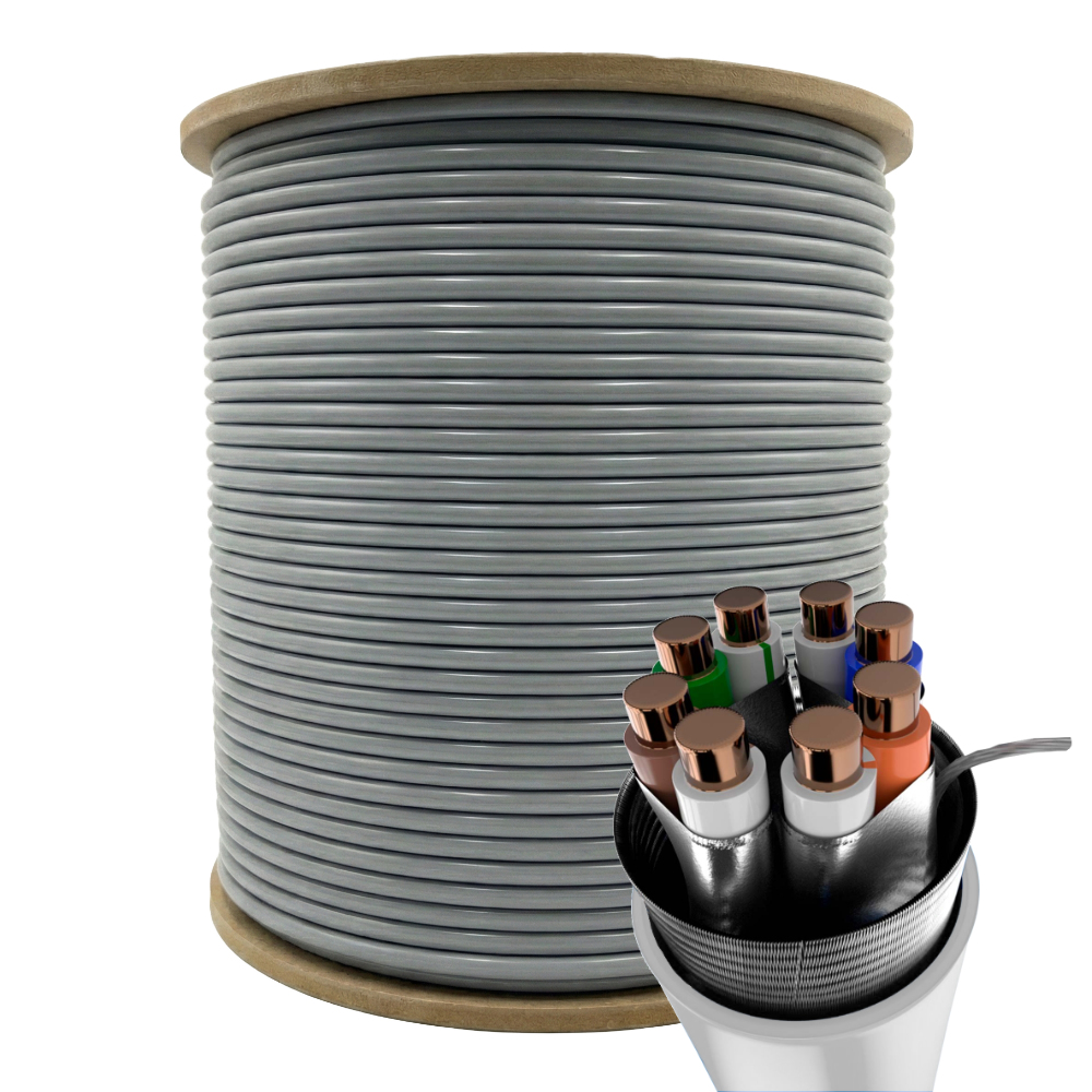 Bobina de cable de red S/FTP Cat.6A cobre LSZH sólido CPR Cca 305 m gris  PHR 6202