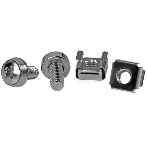 Paquete de 50 Tornillos M6 12mm, Tuercas de Jaula Cuadradas y Herramienta de Instalación - Kit de Montaje de Hardware Para Rack de Servidores 19" o 10", Armarios y Racks - Plata - TAA