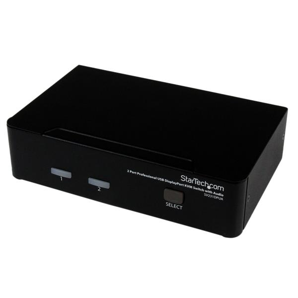 Conmutador Switch Profesional KVM 2 Puertos Vídeo DisplayPort - USB con Audio - 2560x1600