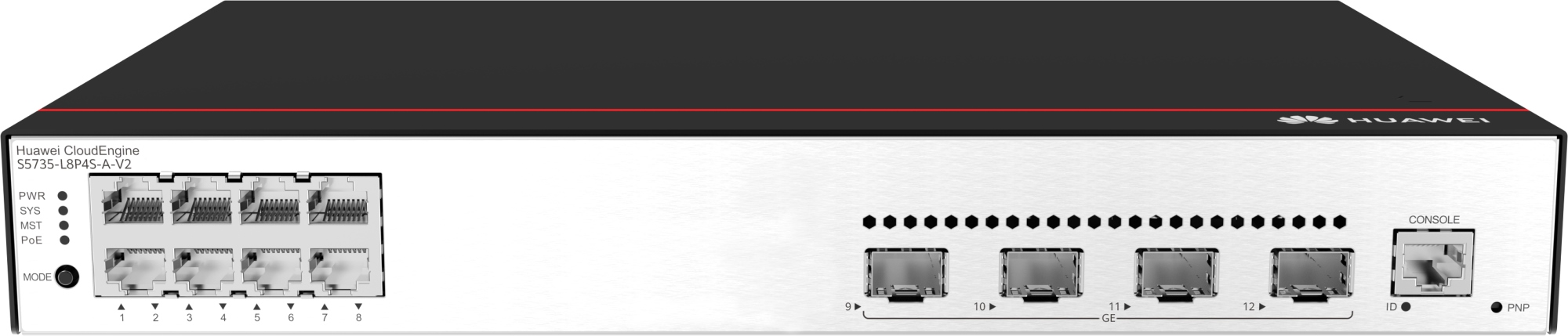 CloudEngine S5735-L8P4S-A-V2 Gestionado Gigabit Ethernet (10/100/1000) Energía sobre Ethernet (PoE) 1U Negro, Plata