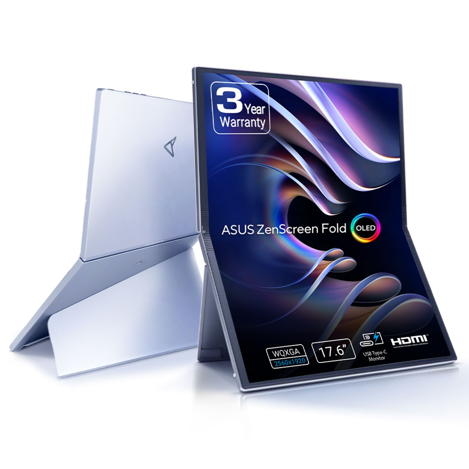 ZenScreen Fold OLED MQ17QH pantalla para PC 43,9 cm (17.3") 2560 x 1920 Pixeles Quad HD Plata