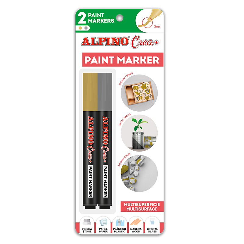 AR000252 rotulador para colorear Oro, Plata 2 pieza(s) Pack 12 Unidades