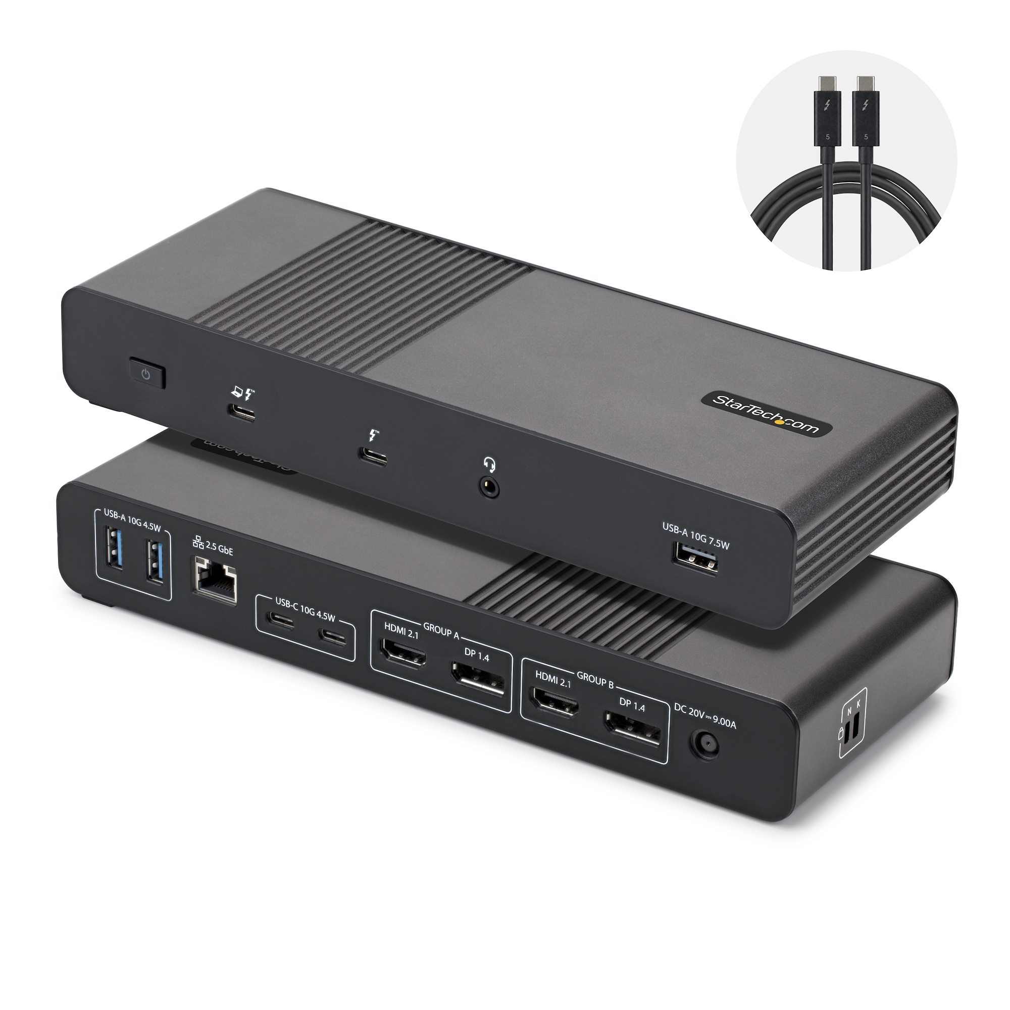 206UE-TB5USB4DOCK base para portátil y replicador de puertos Alámbrico Thunderbolt 5 Negro, Gris