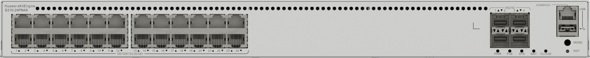 S310 Series S310-24PN4X Gestionado L2+ 2.5G Ethernet (100/1000/2500) Energía sobre Ethernet (PoE) 1U Gris