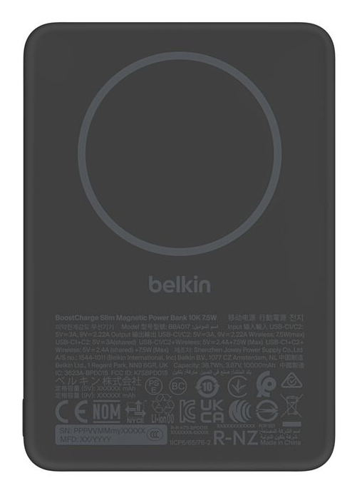 BPD017HQBK batería externa 5000 mAh Cargador inalámbrico Negro