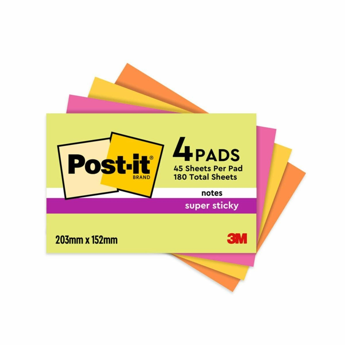7100234637 nota autoadhesiva Rectángulo Verde, Naranja, Rosa, Amarillo 45 hojas Autoadhesivo