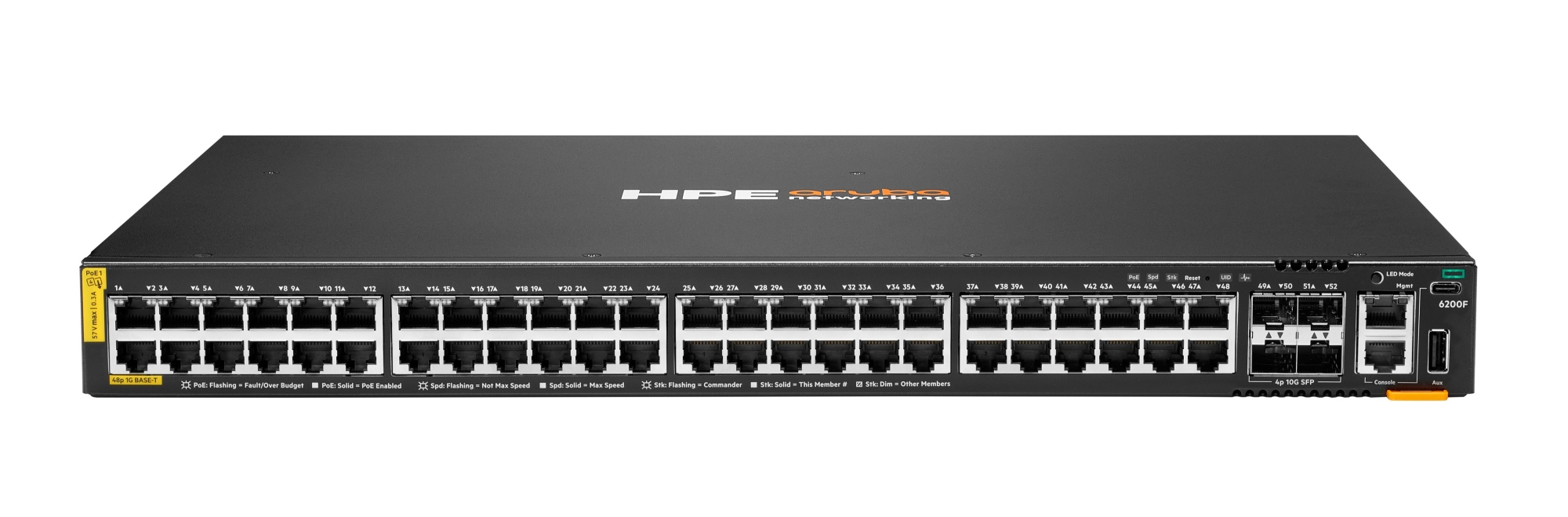 Aruba Networking CX 6200F 48G Class-4 PoE 4SFP+ 370W Switch