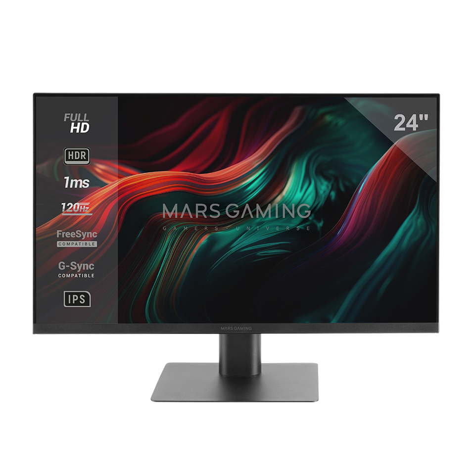 MV-24, Monitor 24 IPS FHD 120Hz, HDR10 1ms, FreeSync y G-SYNC, Monitor PC con Altavoces Integrados, Inclinación 25°, Low Blue Light y Flicker Free, HDMI + DisplayPort + Jack 3.5mm, Negro