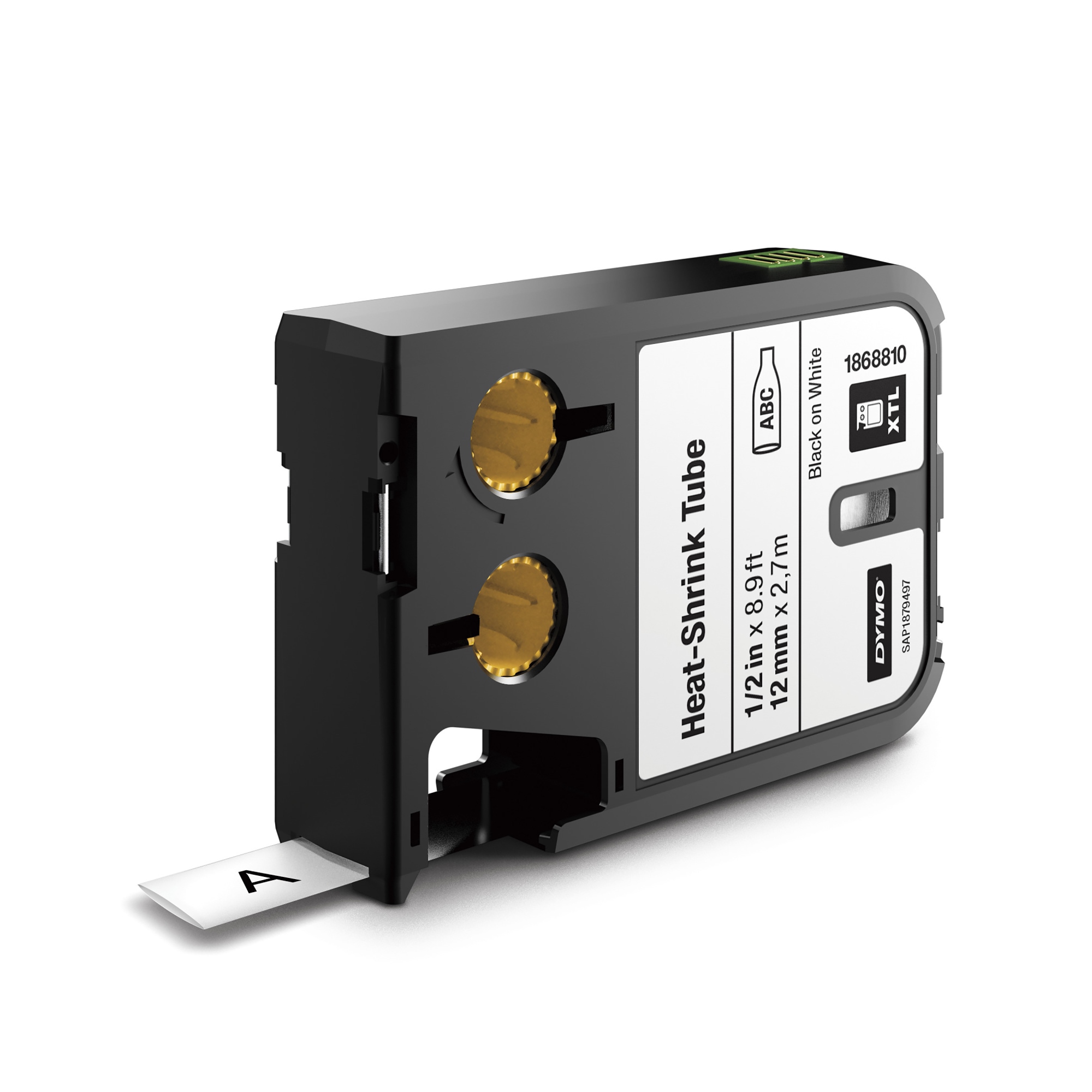 XTL tubo termorretráctil de 12 mmde color negro sobre fondo blanco