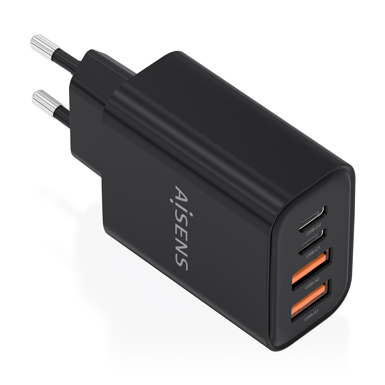Cargador GaN 32W, 2xUSB-C PD3.0, 2xUSB-A, Negro