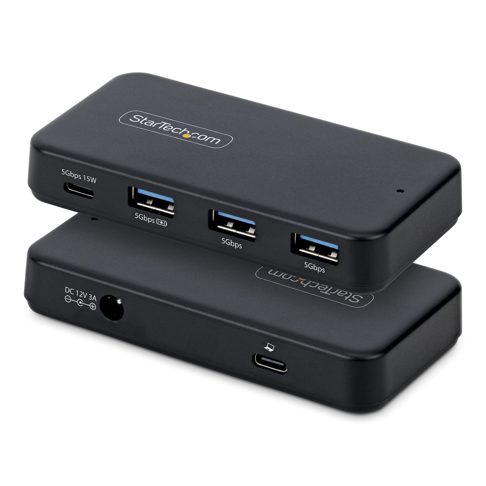 Hub USB-C y Tipo A de 4 Puertos - Ladrón USB de 5Gbps - Autoalimentado - Con Cable Host Tipo C y USB-A - 1x USB-C y 3x USB-A (1x BC 1.2) - Adaptador de Corriente de 36W - Mac/Windows