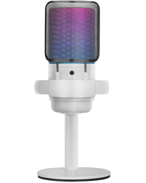 MMIC-SE, Micrófono de Estudio Profesional ARGB, Ultra Alta Definición ADC 196kHz 24-bit, Soporte Antivibración + Filtro Pop de Malla Metálica, Control de Volumen y Mute, Blanco
