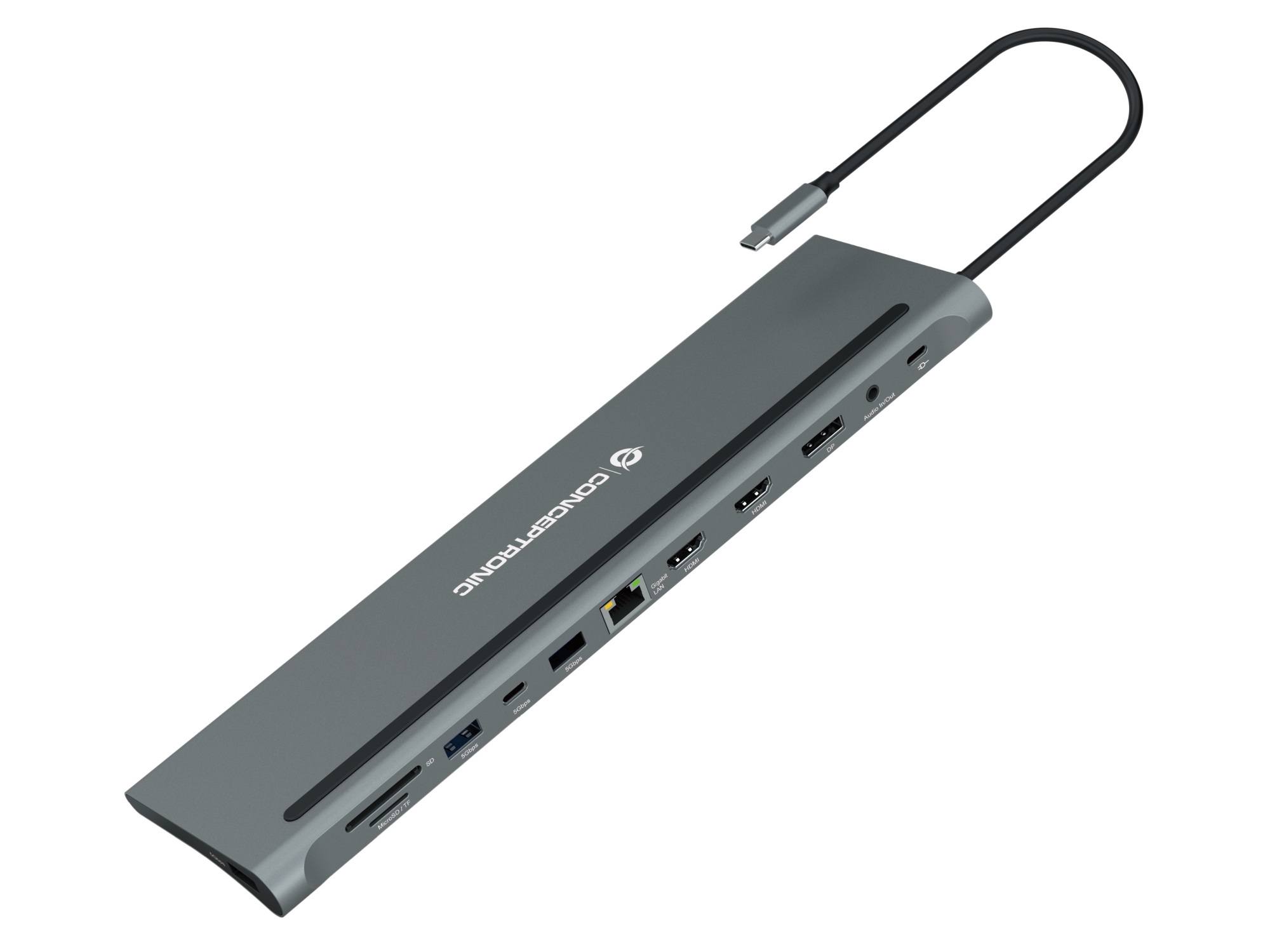 DONN17G base para portátil y replicador de puertos Alámbrico USB 3.2 Gen 1 (3.1 Gen 1) Type-C Gris