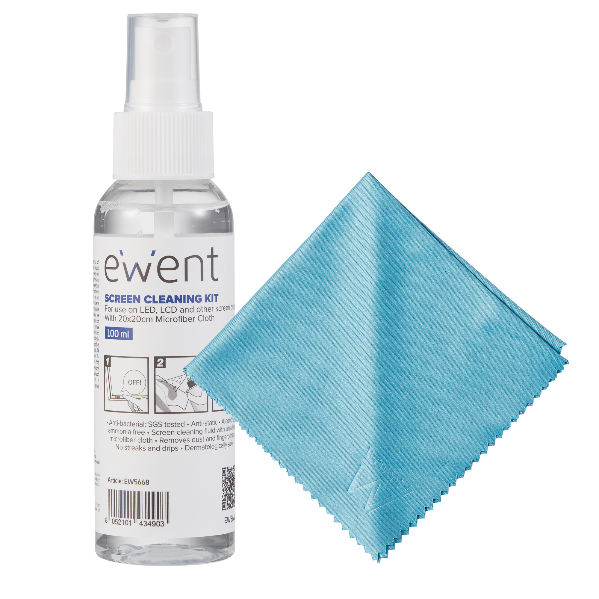 EW5668 kit de limpieza para computadora Pantallas / Plásticos, Universal Kit de limpieza para equipos 100 ml