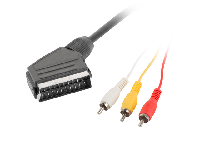 CA-EURC-10CC-0018-BK cable EUROCONECTOR 1,8 m SCART (21-pin) 3 x RCA Negro