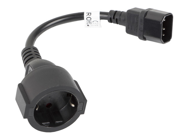 CA-C14E-10CC-0018-BK cable de transmisión Negro 0,18 m C14 acoplador
