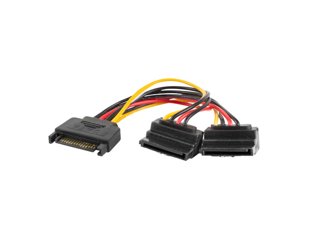 CA-SASA-10CU-0015 cable de SATA 0,15 m SATA de 15 pines 2 x SATA de 15 pines Negro, Rojo, Amarillo