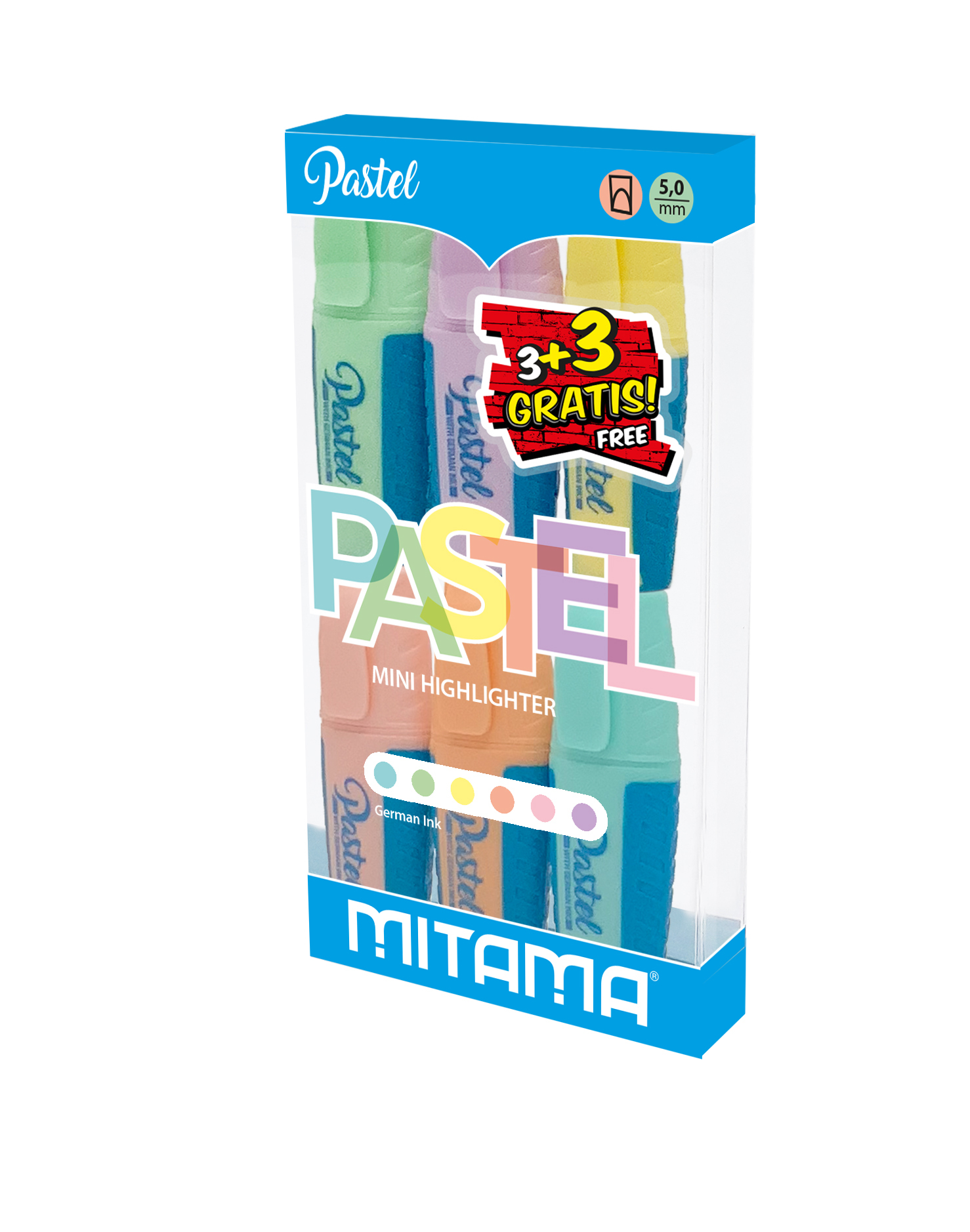 Mini Evidenziatori Pastello pz. 3+3 omaggio marcador 6 pieza(s) Multicolor