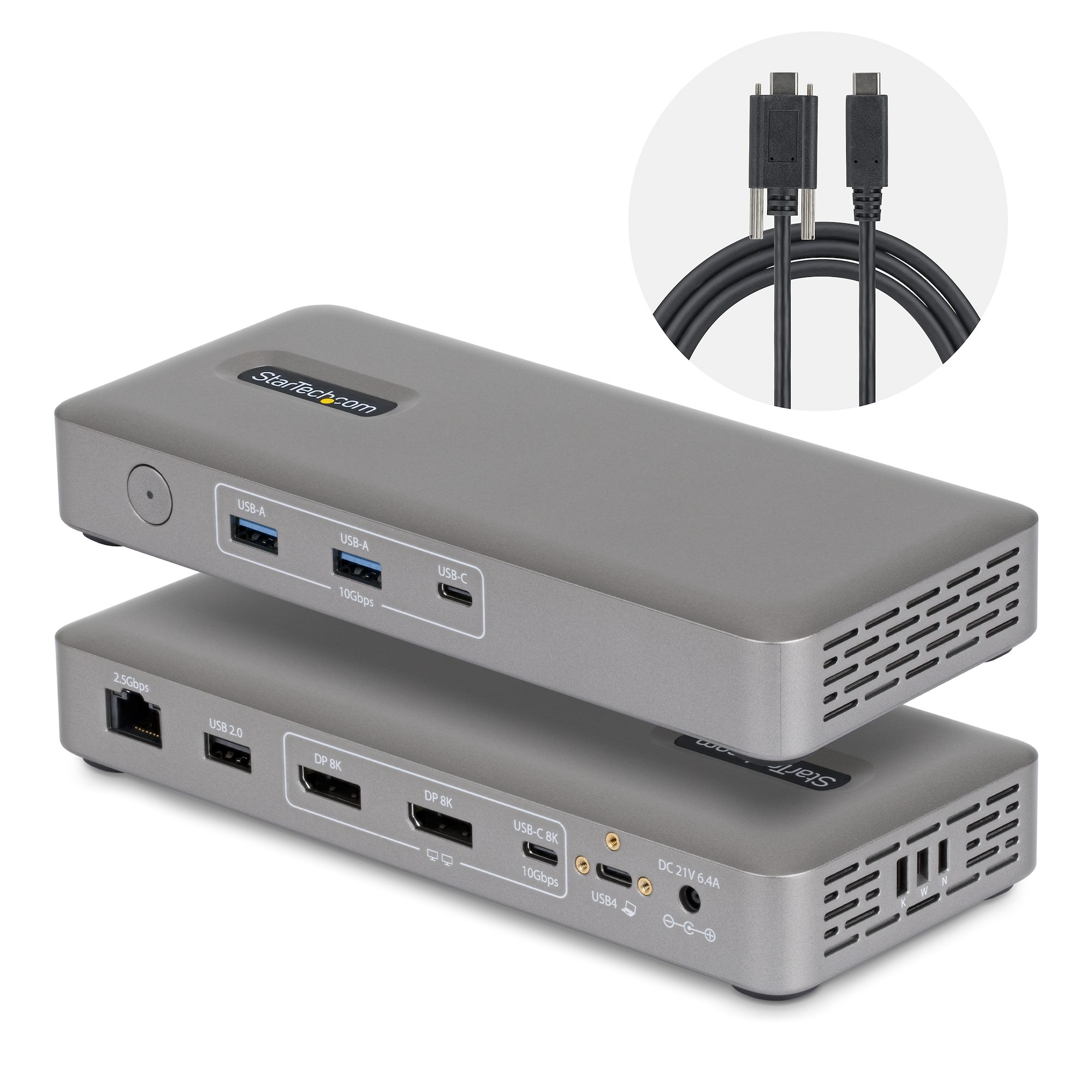 Docking Station USB4 - Sin Controladores - 4K 144Hz Doble para Mac y Windows - Docking Station Tipo C con DisplayPort - PD 100W - Red Ethernet de 2,5Gb
