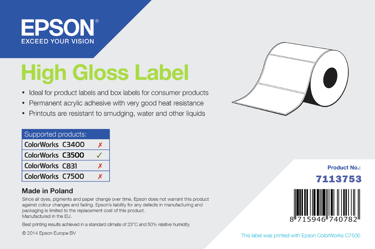 High Gloss Label Etiqueta para impresora autoadhesiva