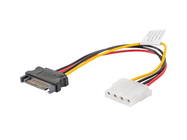 CA-SAHD-10CU-0015 cable de SATA 0,15 m Molex (4-pin) SATA de 15 pines Negro, Rojo, Amarillo