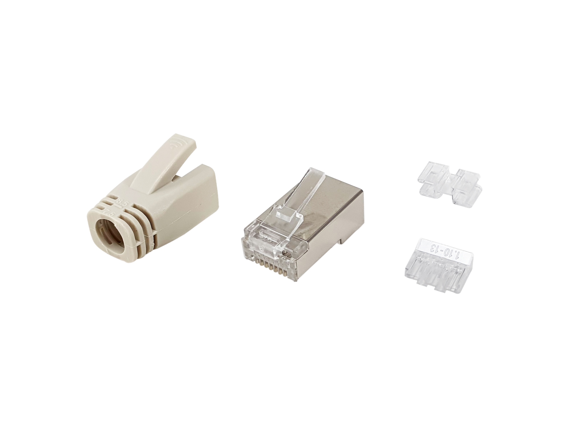 121182 conector RJ-45 Acero inoxidable, Transparente, Blanco
