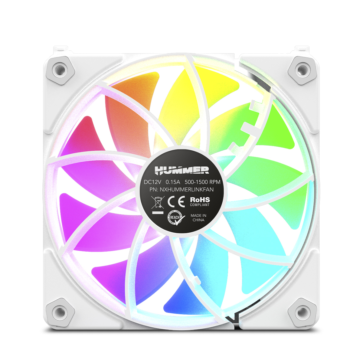 Hummer NXHUMMERELINKWH sistema de refrigeración para ordenador Carcasa del ordenador Ventilador 12 cm Blanco 1 pieza(s)