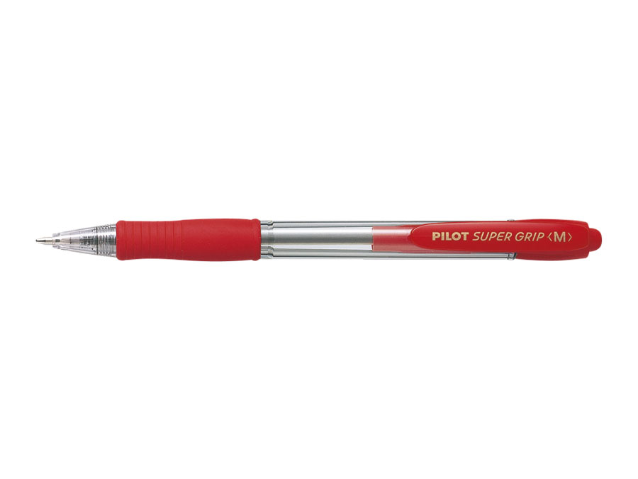 Super Grip Medium Rojo Bolígrafo de punta retráctil con pulsador Medio 1 pieza(s)