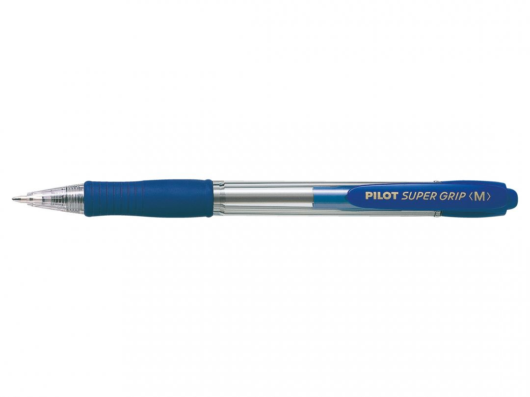 Super Grip Medium Azul Bolígrafo de punta retráctil con pulsador Medio 1 pieza(s)