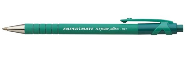 Flexgrip Ultra Verde Bolígrafo de punta retráctil con pulsador Medio 12 pieza(s)