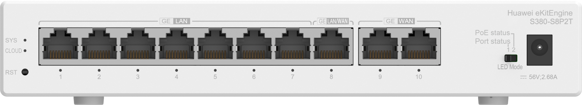 S380 Series S380-S8P2T Gestionado Gigabit Ethernet (10/100/1000) Energía sobre Ethernet (PoE) 1U Gris
