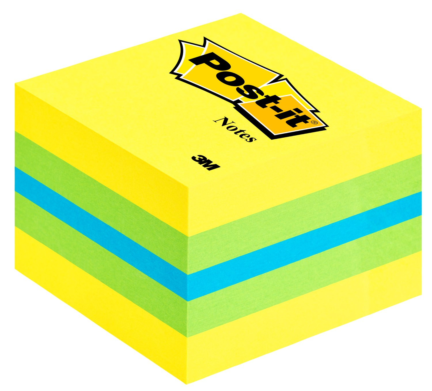 Post-it 2051L nota autoadhesiva Plaza Azul, Verde, Turquesa, Amarillo 400 hojas Autoadhesivo