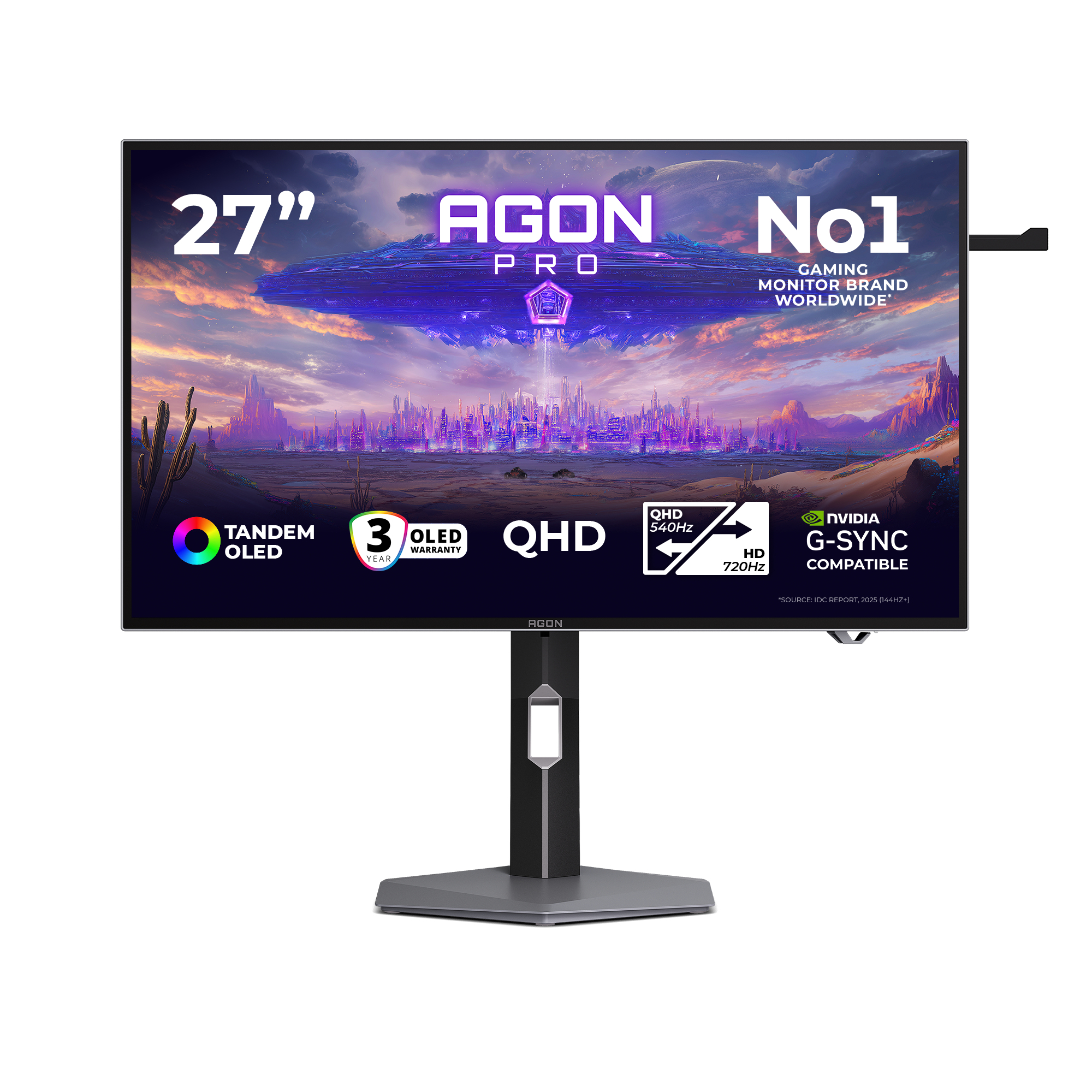 AGON PRO AGP277QKDC pantalla para PC 67,3 cm (26.5") 2560 x 1440 Pixeles Quad HD OLED Gris