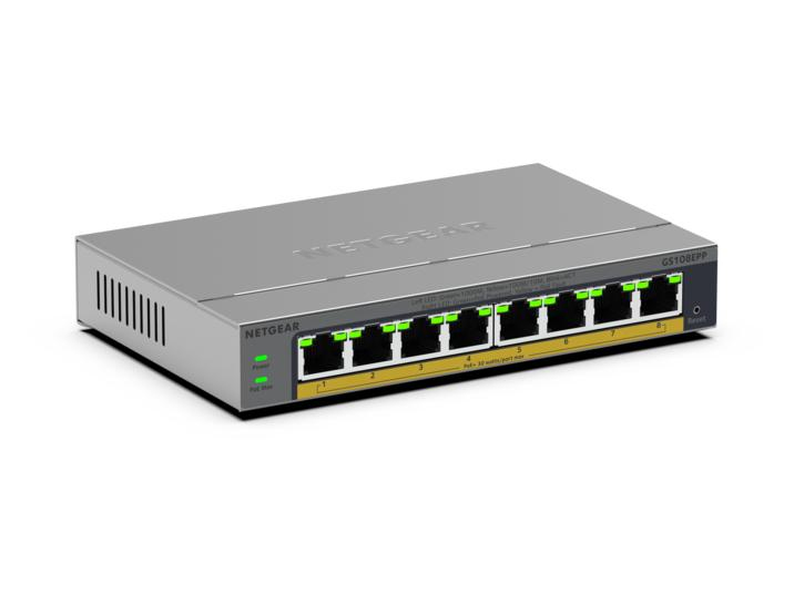 GS108EPP No administrado Gigabit Ethernet (10/100/1000) Energía sobre Ethernet (PoE) Montaje en pared/escritorio Gris