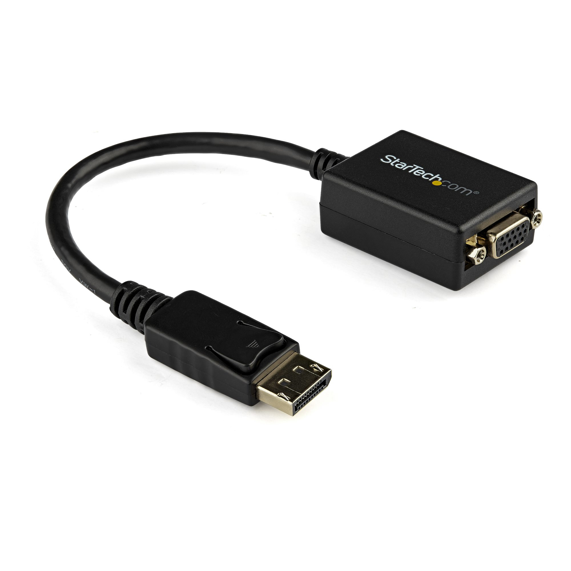 Adaptador DisplayPort a VGA - Cable Conversor Activo DP a VGA - Convertidor de Vídeo de 1080p - Certificado para DisplayPort - Dongle DP++ a VGA - con Conector DP con Pestillos