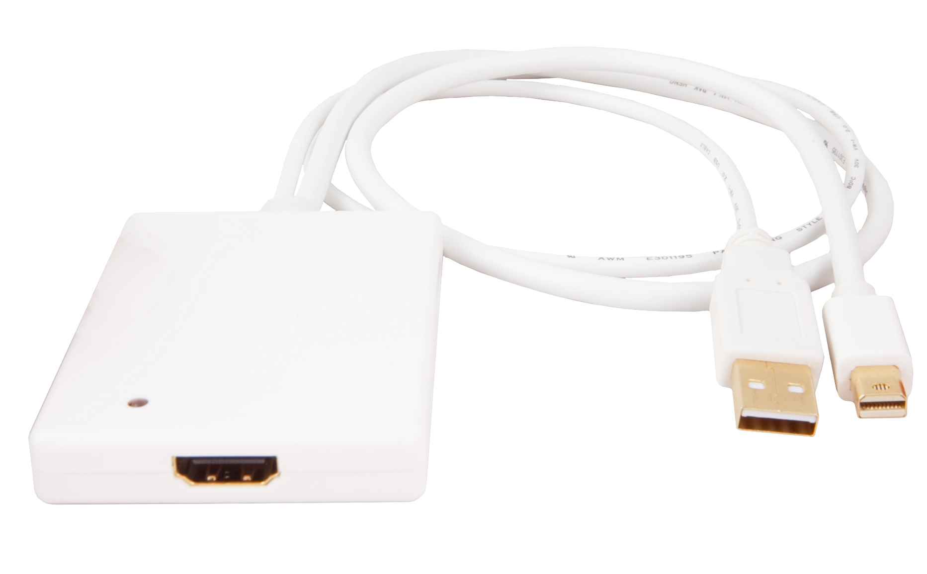 CBB21UF adaptador de cable de vídeo Mini DisplayPort + USB Type-A HDMI tipo A (Estándar) Blanco