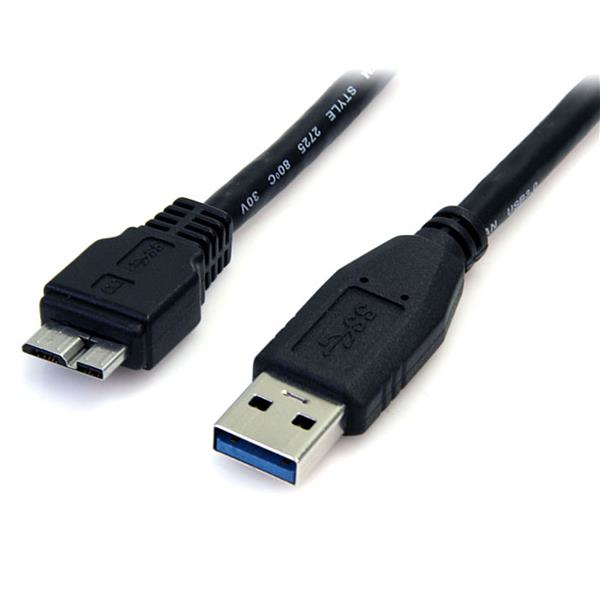 Cable 50cm USB 3.0 (5Gbps) Super Speed SS Micro USB B Macho a USB A Macho Adaptador - Negro